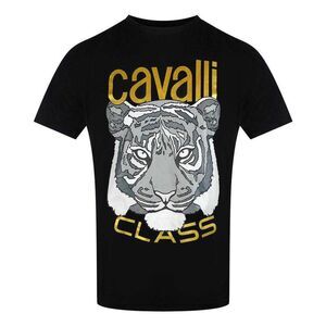 Cavalli Class Mens Tiger Print Logo T-Shirt / Black
